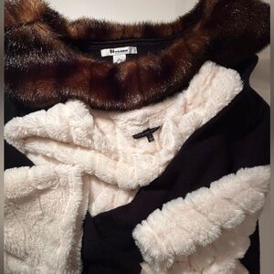2 sweaters~Adrienne Vittadini Ivory Faux Fur pullover sweater & NY Gard sweater